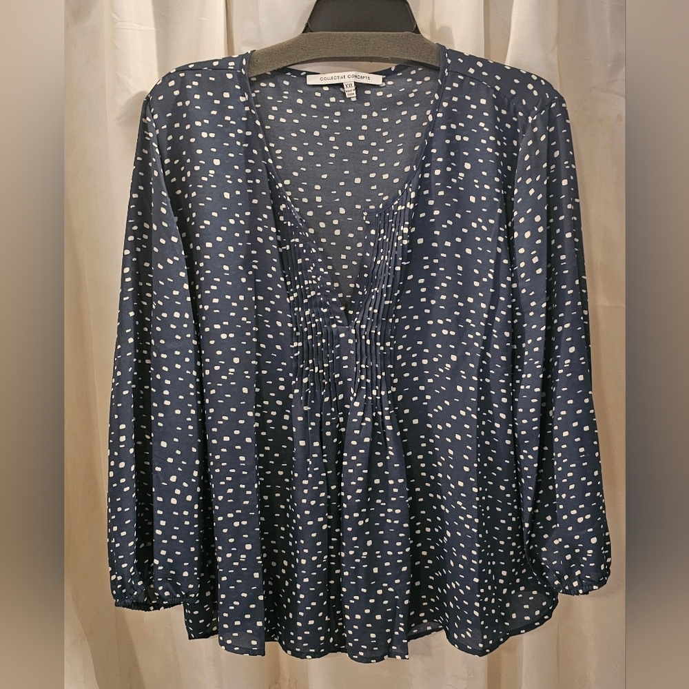 Collective Concepts Blue and White Blouse